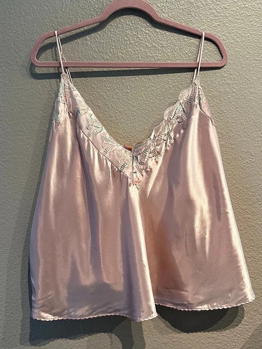 Vintage Pink Floral Satin Camisole